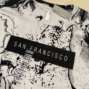 NWT - Men's Streetwear Tie Dye SAN FRANCISCO T-Shirt - Black/White - Size Medium